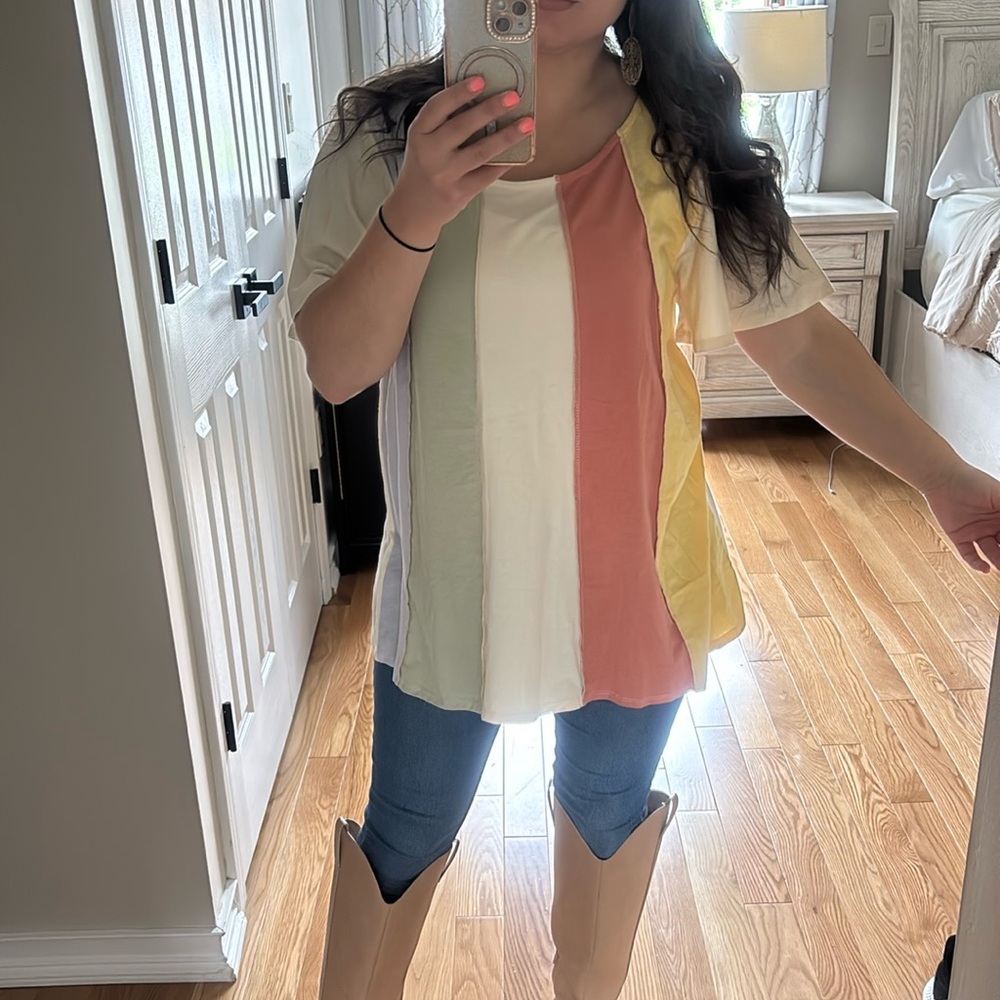 BiBi Multicolor Striped Tunic Top - Picture 2 of 4